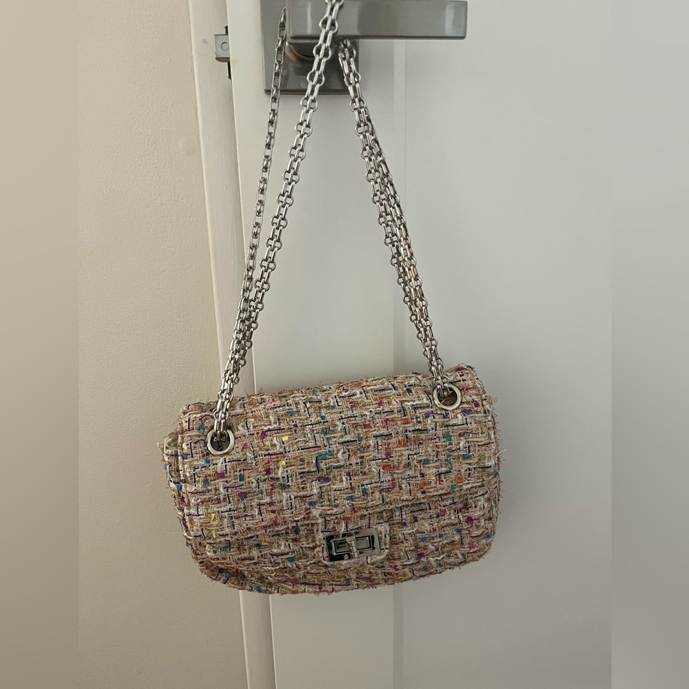 Chic Multicolor Tweed Chain Bag
